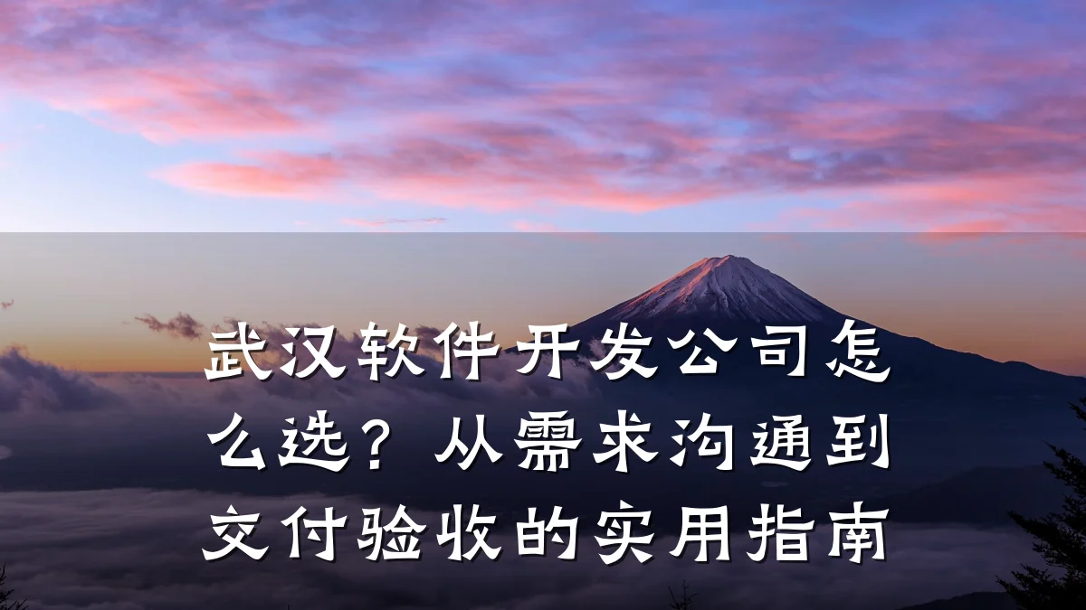 武汉软件开发公司怎么选？从需求沟通到交付验收的实用指南