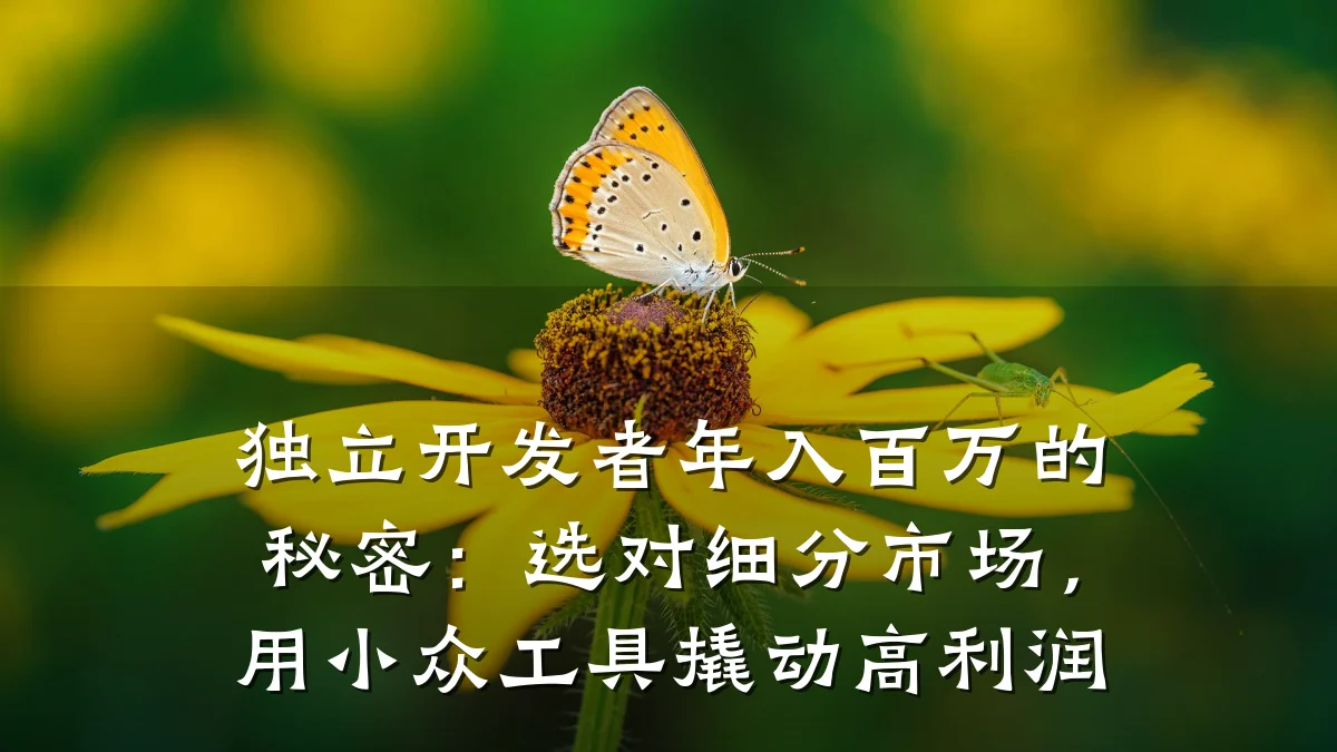 独立开发者年入百万的秘密:选对细分市场,用小众工具撬动高利润