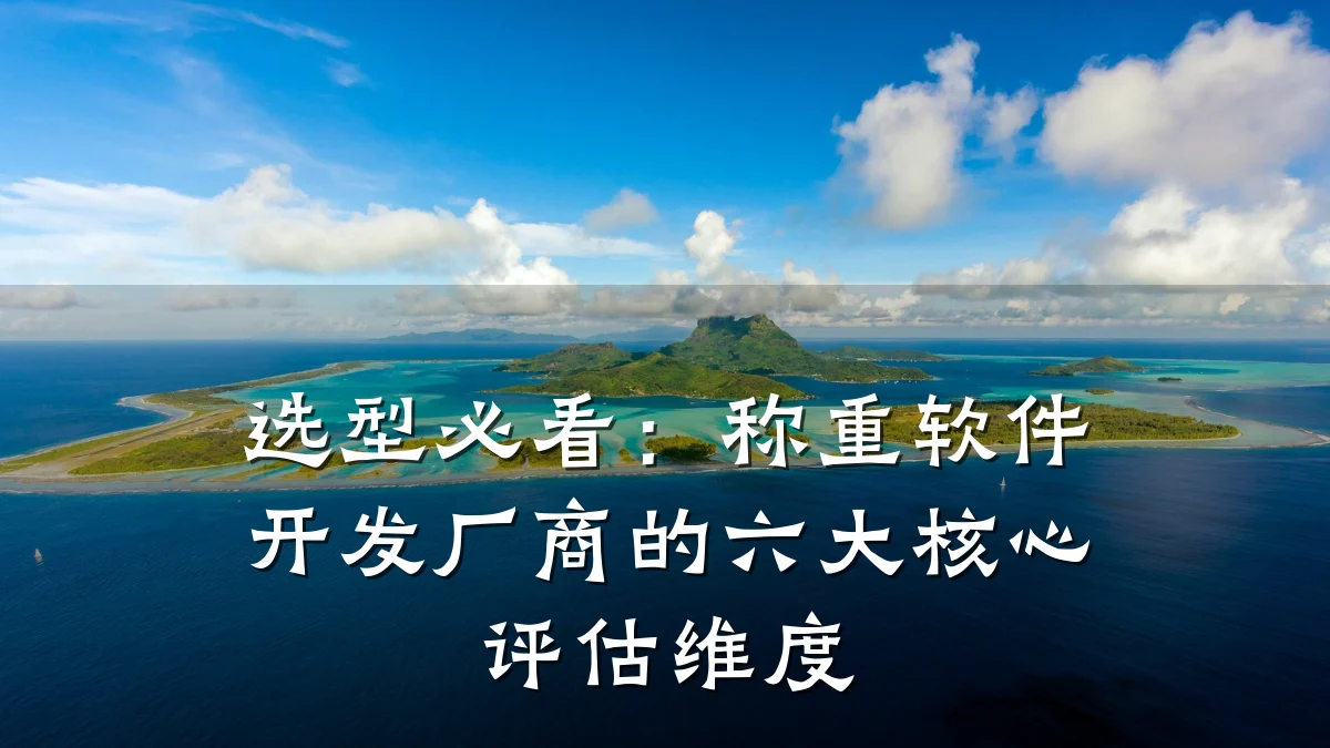 选型必看:称重软件开发厂商的六大核心评估维度