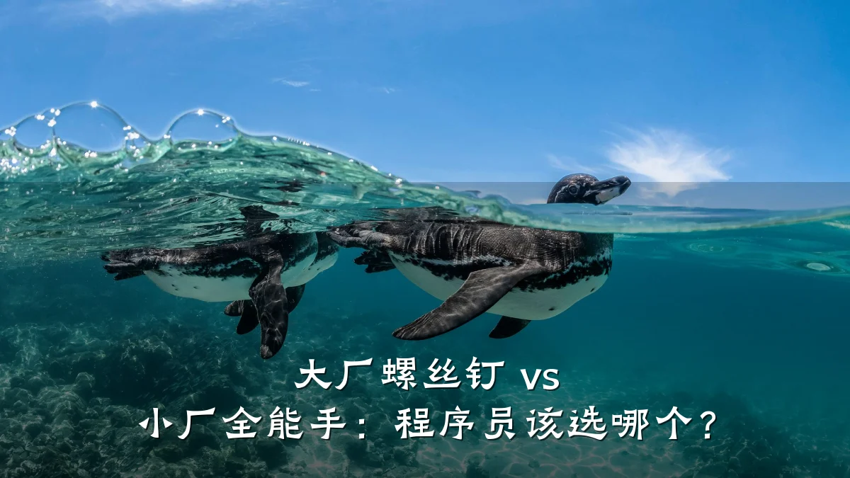 大厂螺丝钉 vs 小厂全能手:程序员该选哪个?