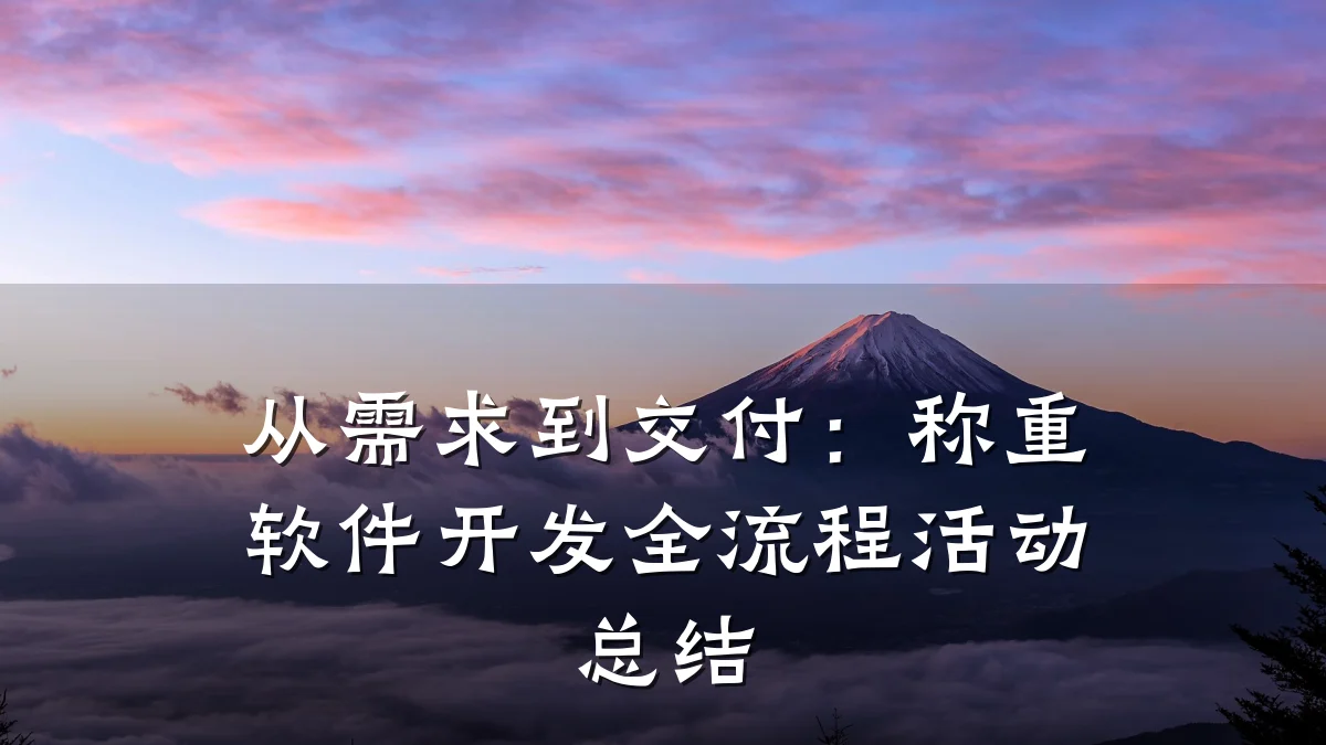 从需求到交付：称重软件开发全流程活动总结