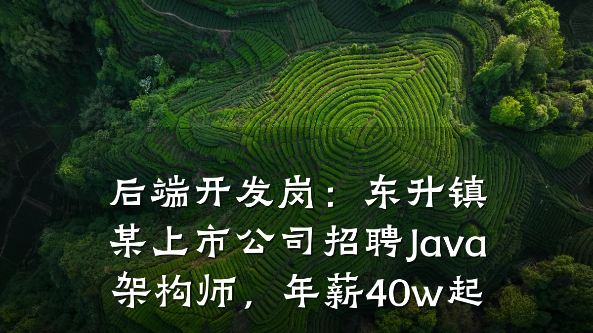 后端开发岗:东升镇某上市公司招聘Java架构师,年薪40w起